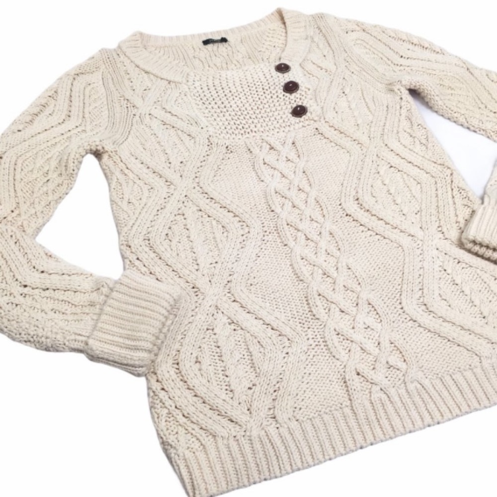 J.Crew Oatmeal Chunky Cable Knit Sweater Size 6